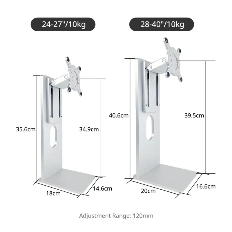 Supporto VESA universale Kuycon - base regolabile da 24" a 40", VESA 100×100
